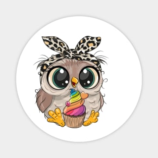 Cute owl with cupcake Magnet